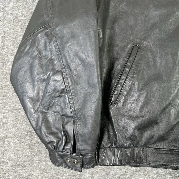 United States MARINE CORP EMBOSSED Black Leather JACKET Men's 3XL Made IN USA - Picture 6 of 14